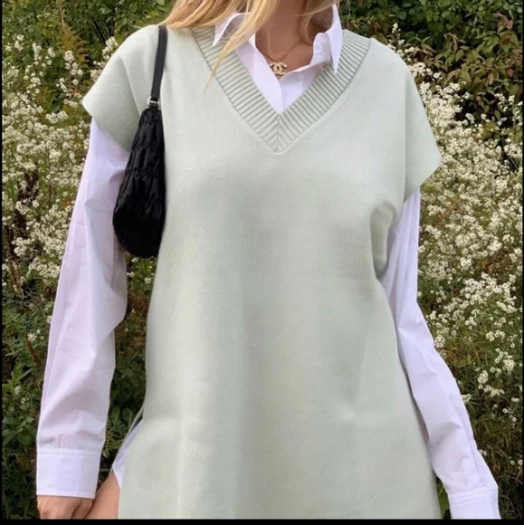 New Zara Mint Green Instagram sweatervest